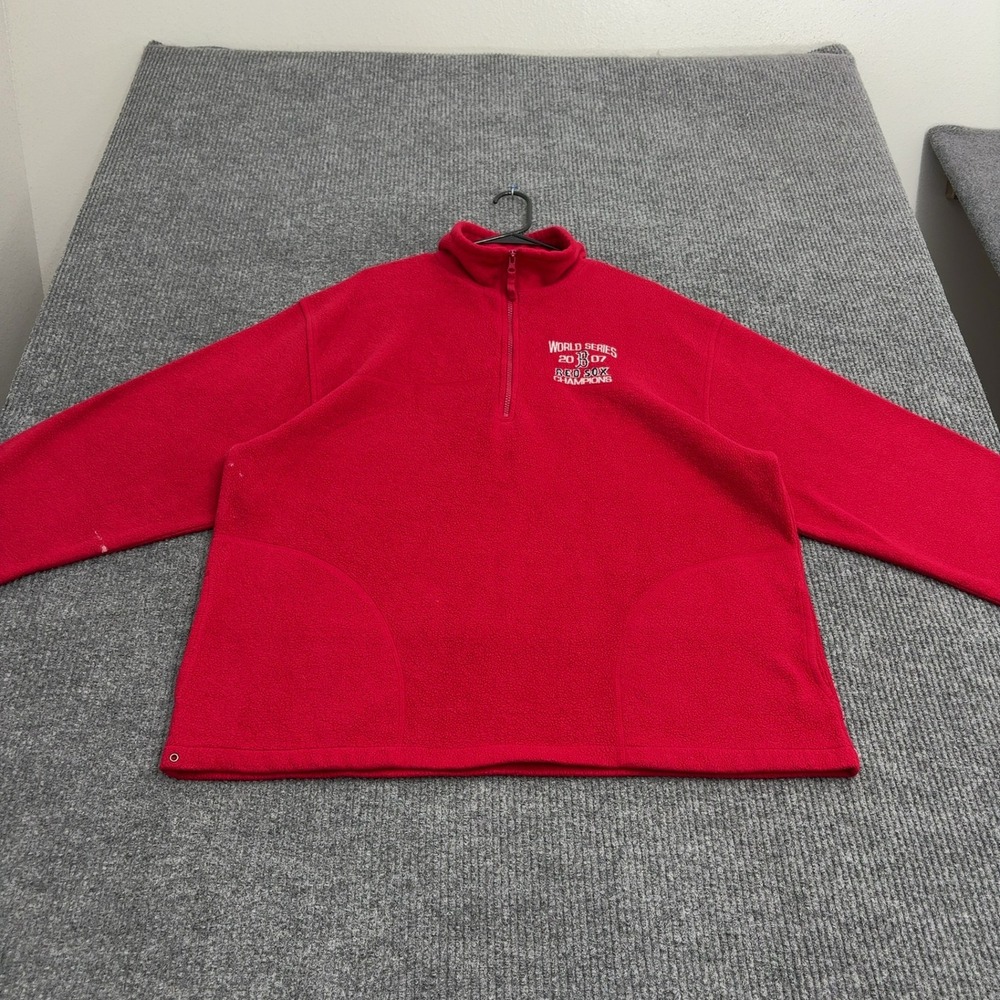 Boston Red Sox AS Sports Pullover Mens XL Red Polyester Quarter Zip Sportswear